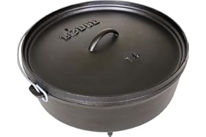 Lodge 6 Quart Pre-Seasoned Cast Iron Camp Dutch Oven with Lid - Dual Handles - Use in the Oven, on the Stove, on the Grill or over the Campfire - Black