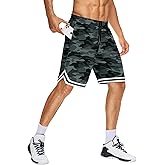 JWM Men's 9" Long Basketball Shorts - Below Knee Mesh Athletic Gym Workout Sport with Zip Pockets Quick Dry Lightweight Camo