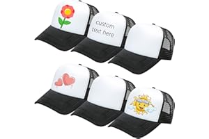 ULTRAFUN 6 Pack Kids Mesh Trucker Hat DIY Sublimation Blank Baseball Hat Cap Adjustable Sports Outdoor Snapback Sun Hat Trucker Cap