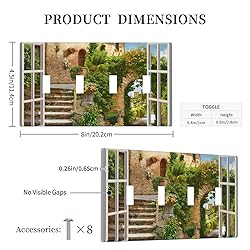 Mediterranean Greece Scene Flowers Quad Toggle Wall