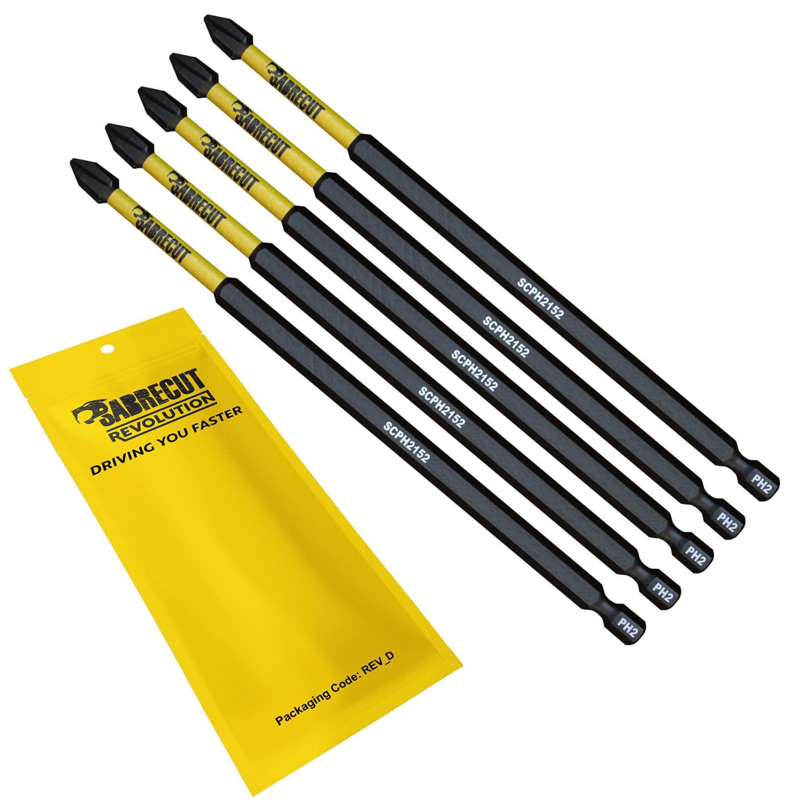 5 x SabreCut SCPH2152_5 152mm PH2 Magnetic Impact Screwdriver Driver Bits Set Phillips Heavy Duty