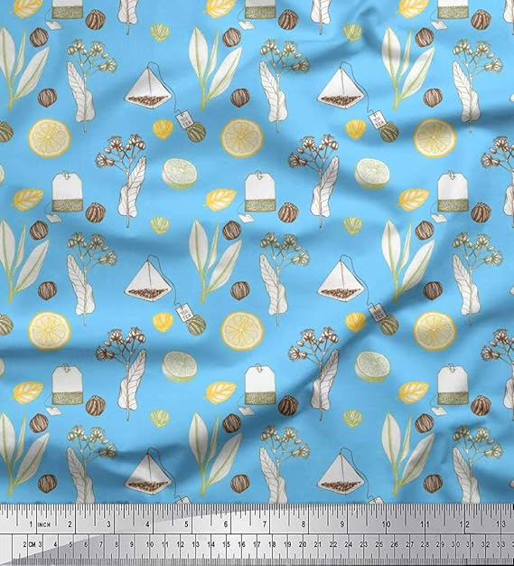 Soimoi Blau Baumwoll-Voile Stoff Teebeutel, Kräuter und Zitrone in