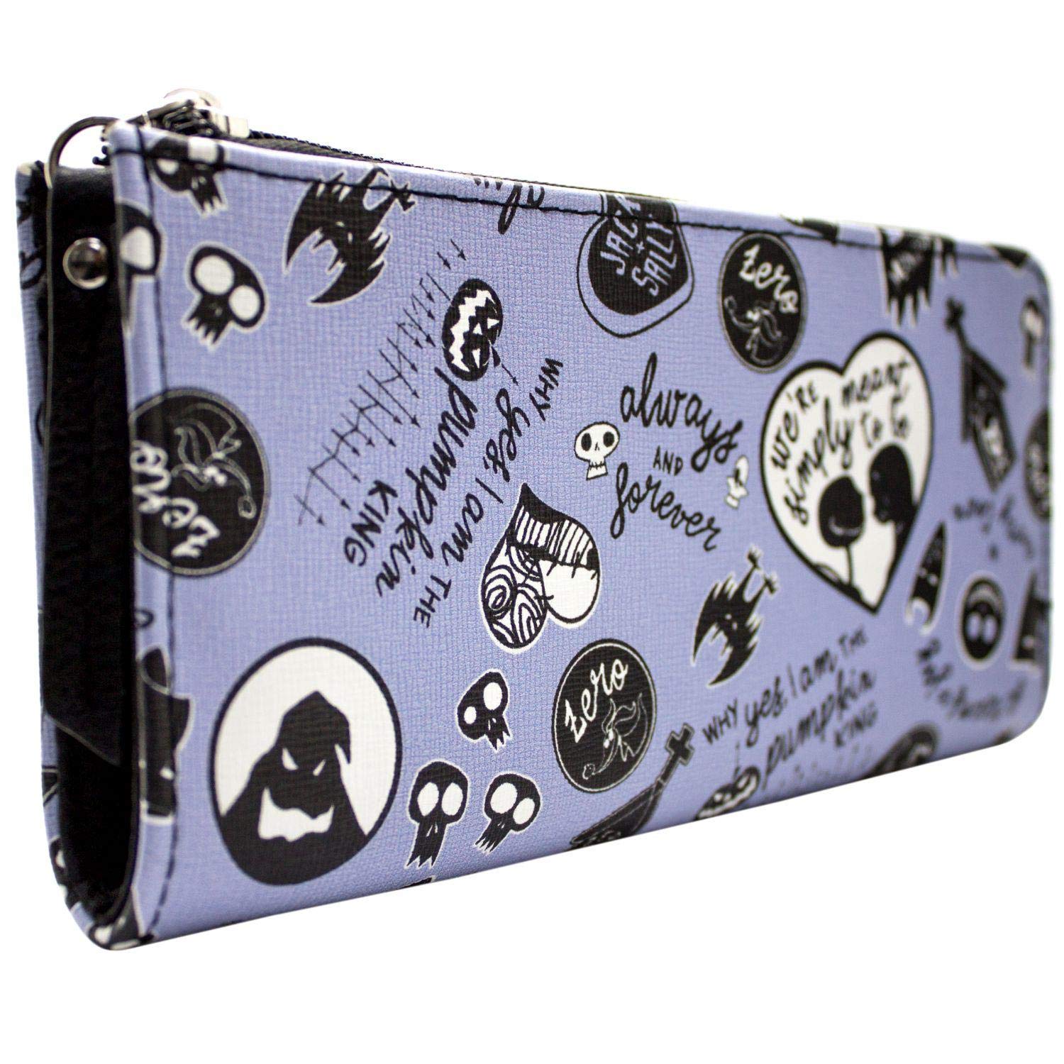Nightmare Before Christmas Jack and Sally Forever Purse Clutch Coin Pocket & Card Holder, Purple