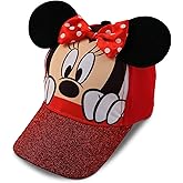 Disney Girls’ Minnie Mouse Glitter Baseball Cap – Minnie Mouse Costume Hat with 3D Ears (2-7)