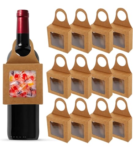 Lot De 10 Boîtes Cadeaux Pour 3 Bouteilles De Vin - Carton Noir Automontable Avec Fenêtres Et Poignée