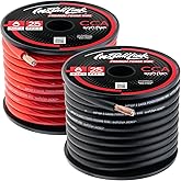 Install Link 8 AWG Gauge Power or Ground Wire Cable 25ft Red, 25ft Black (50 Feet Total), CCA