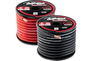 Install Link 8 AWG Gauge Power or Ground Wire Cable 25ft Red, 25ft Black (50 Feet Total), CCA