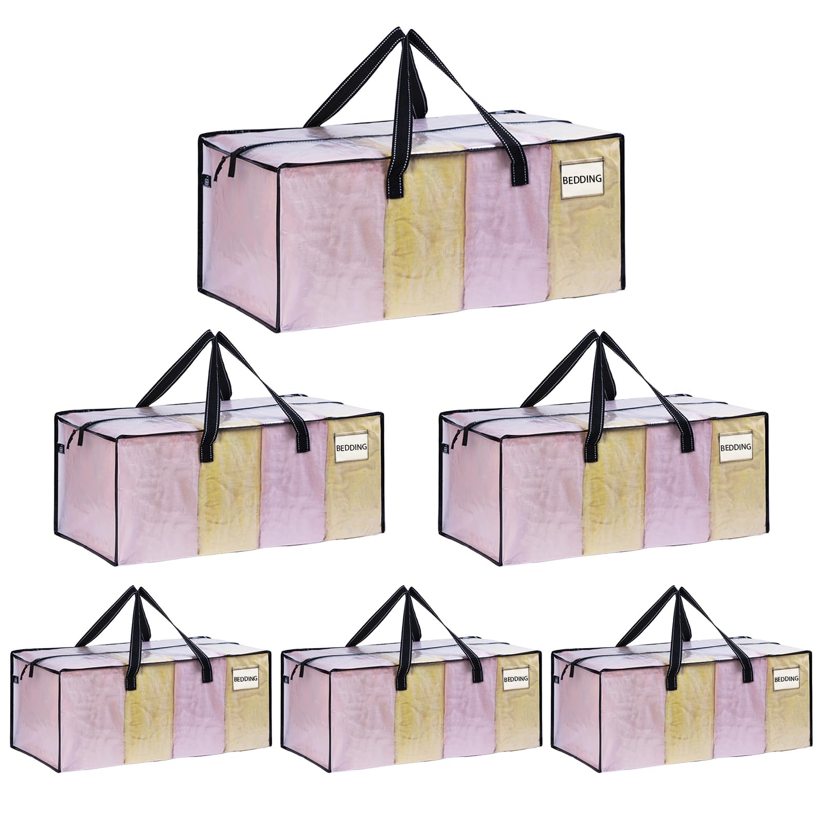 VENO 6 Pack Moving Bags Extra Large Bags for Chritsmas Storage, Heavy-Duty Storage Totes, Packing Boxes, and Wardrobe Moving Supplies - Durable Laundry Bags for Clothes (Clear, 6 Pack)