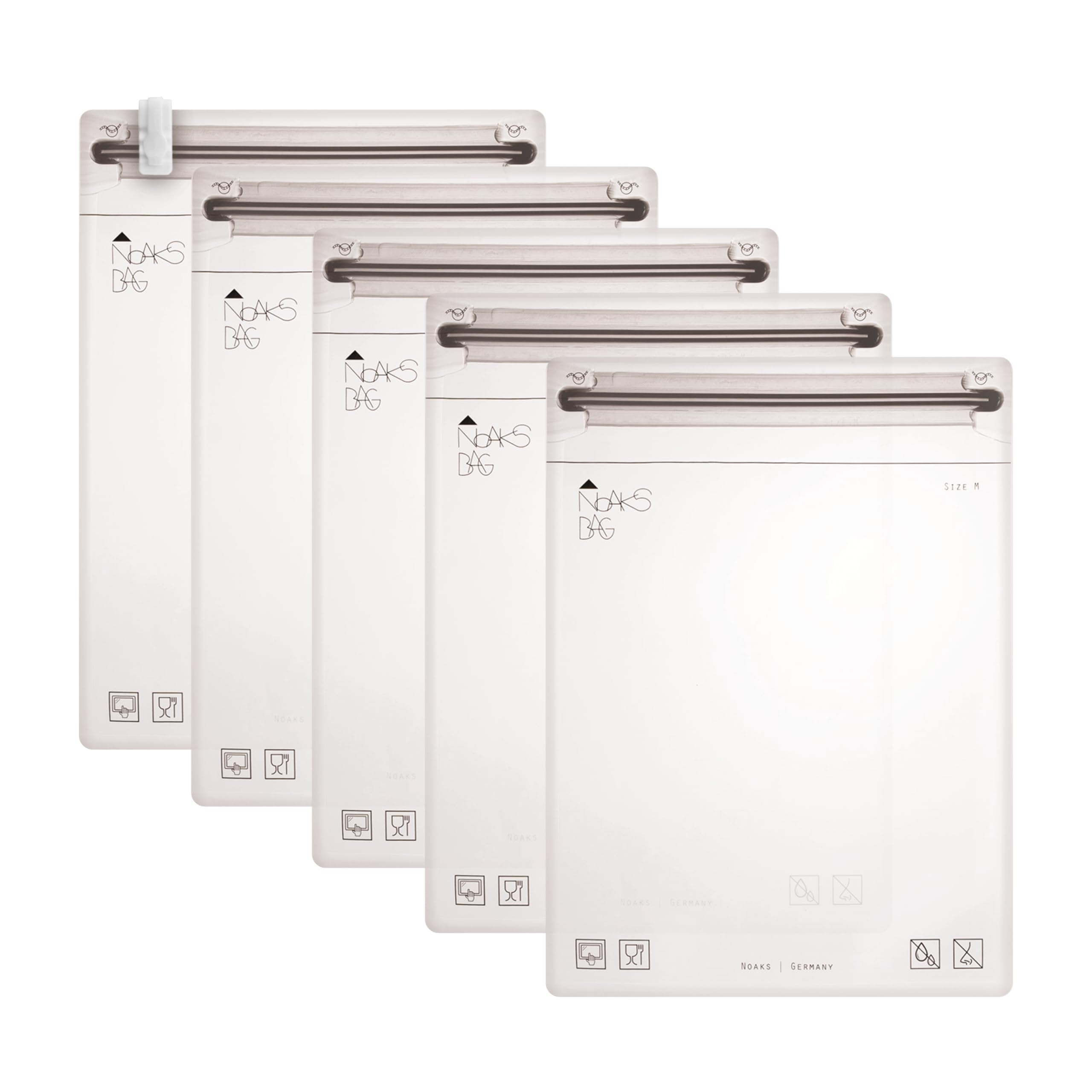 Noaks Bags M | 5 pcs | Dry bags - protective covers - ZIP bags | 100% waterproof up to 10 m, odour-proof, food safe, airtight