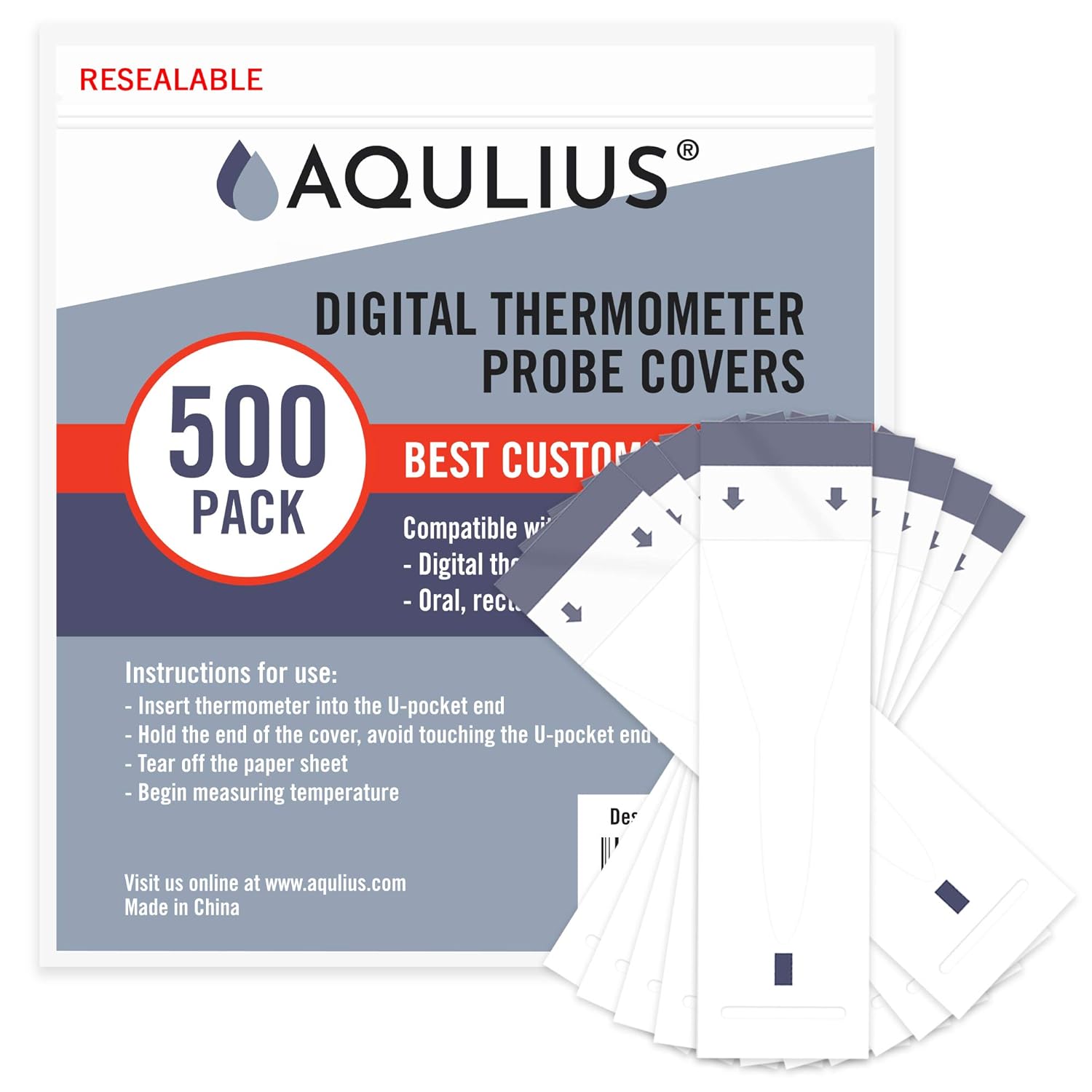 Thermometer Probe Disposable Covers (500 Pack of Protective Sleeves) for Use on All Digital Probe Thermometers by Oral, Rectal, or Armpit Temperature Readings: Industrial & Scientific
