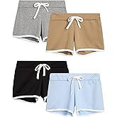 Sweet Hearts Girls Athletic Shorts - 4 Pack French Terry Gym Dolphin Shorts Volleyball Short for Girls: Made in USA (7-16)