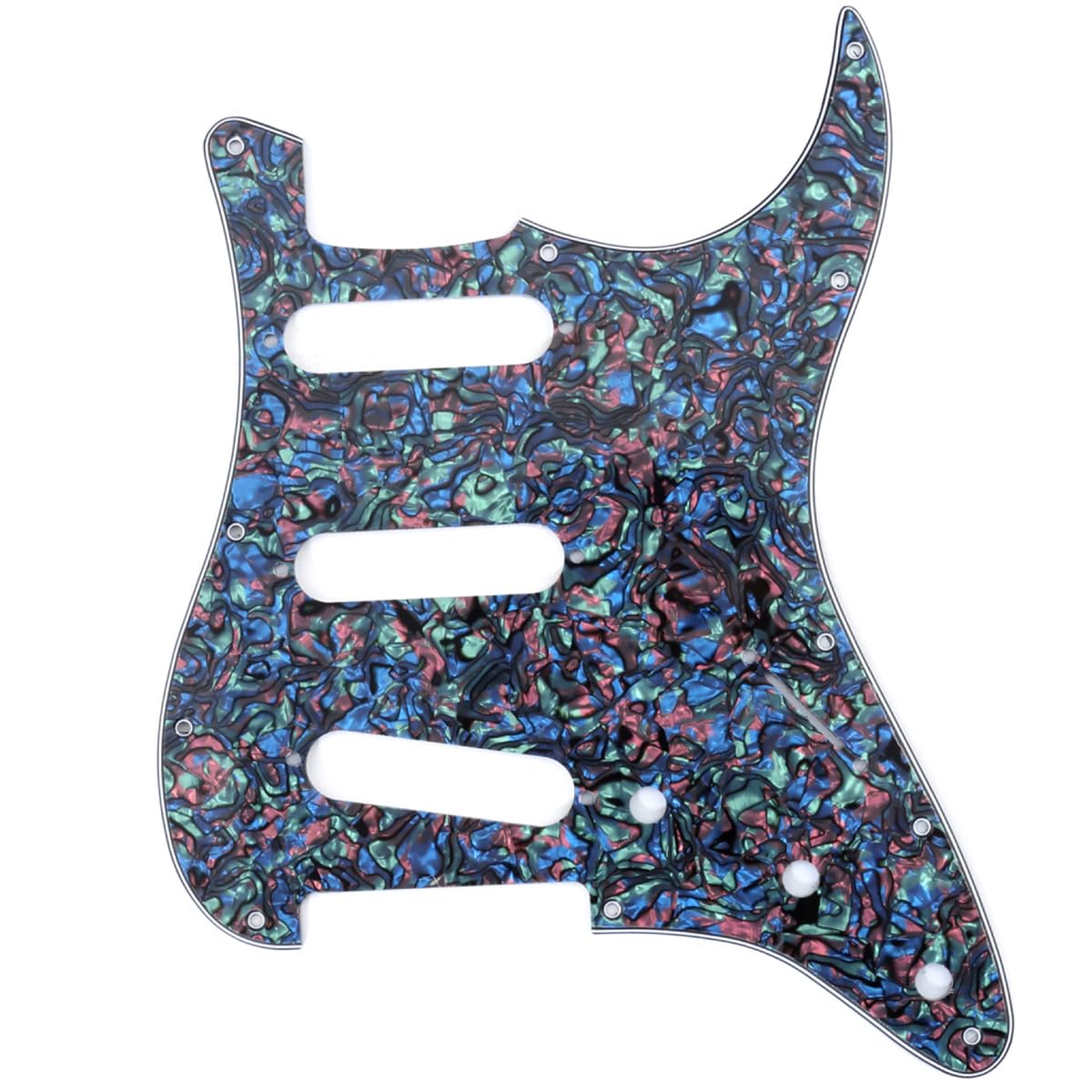 Musiclily 11 Hole SSS Strat Pickguard Scratch Plate for Fender USA/Mexican Standard Stratocaster Modern Style Electric Guitar, 4Ply Abalone Shell โ image 1