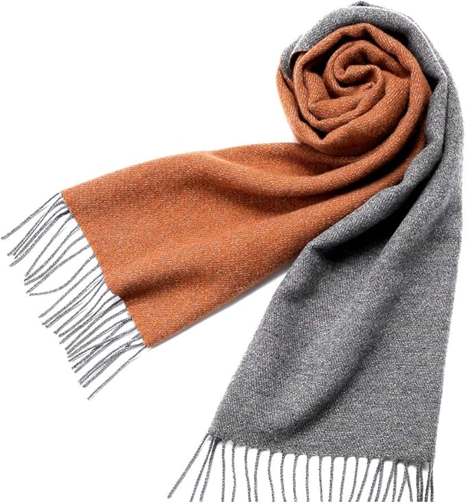 Amazon ピアチェンツァ Piacenza 21aw カシミヤカルゼダブルフェイスマフラー 606 オレンジ グレー メンズ ストール マフラー 通販