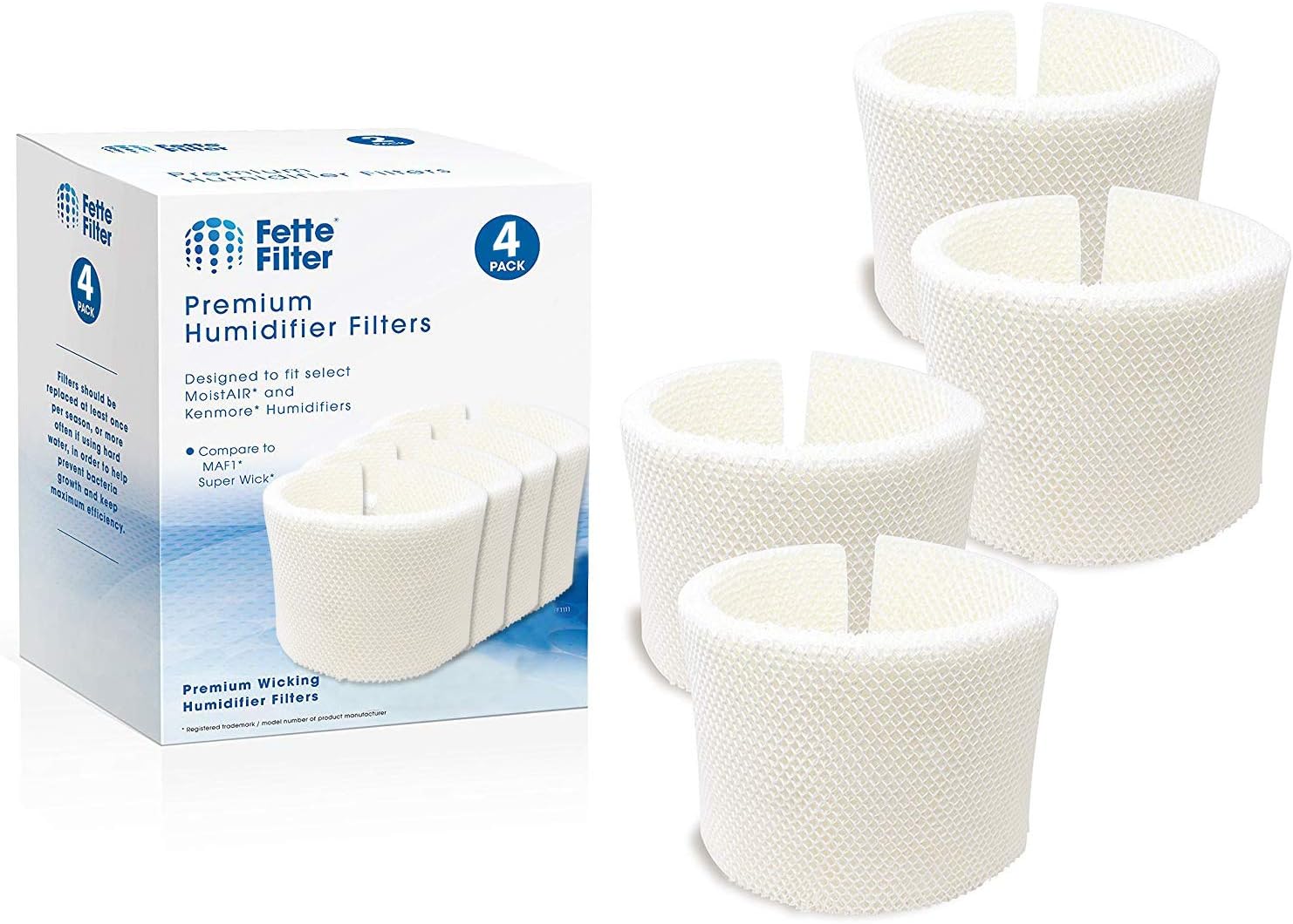Fette Filter - Humidifier Wicking Filter Compatible with MAF1, Fits humidifier Model Numbers MA0950, MA1200, MA1201, MA09500, MA12000, MA12001, MA12010 (Pack of 4)