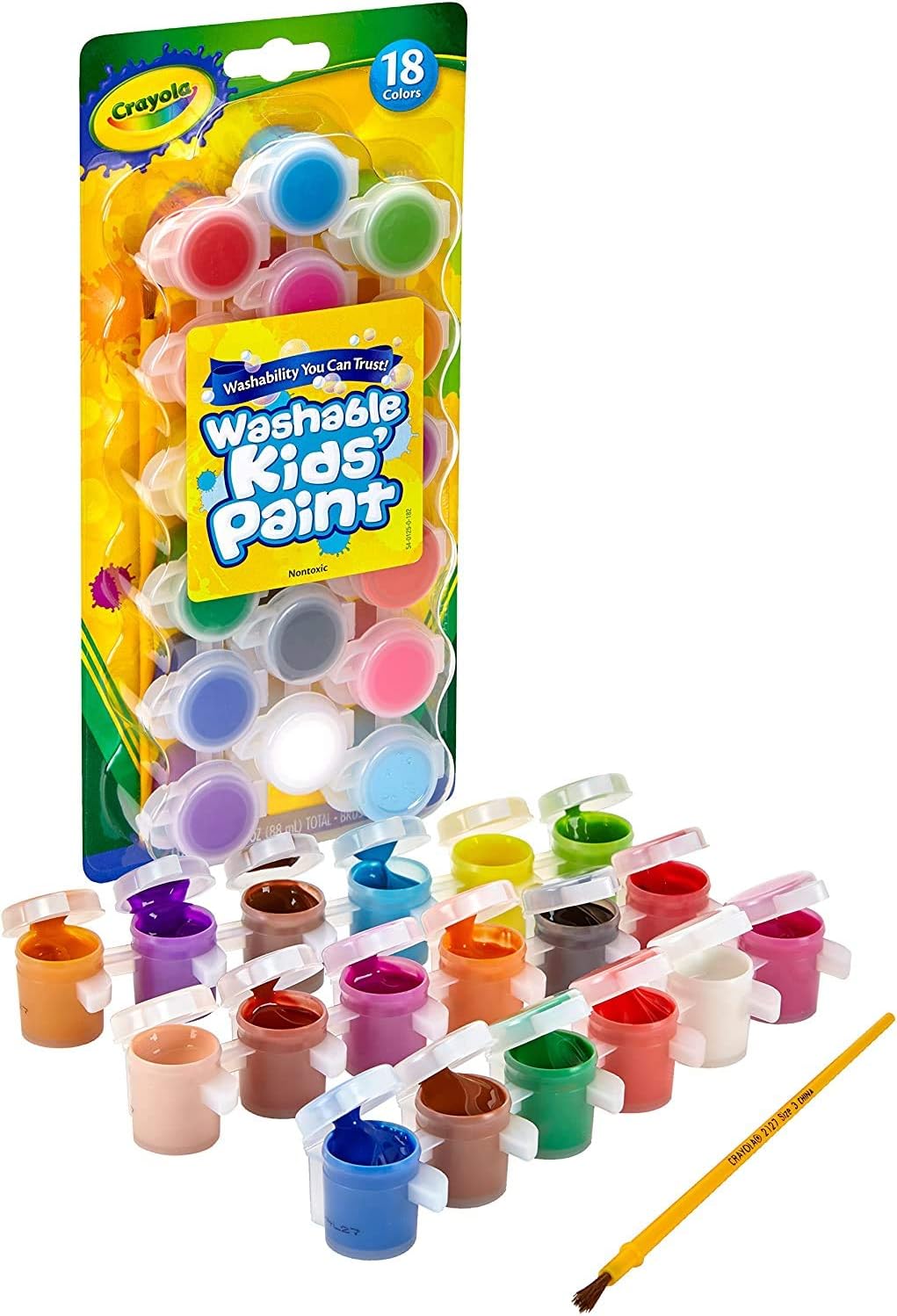 Crayola Washable Kids Paint Set & Paintbrush, Painting Supplies, 18 Count: Toys & Games