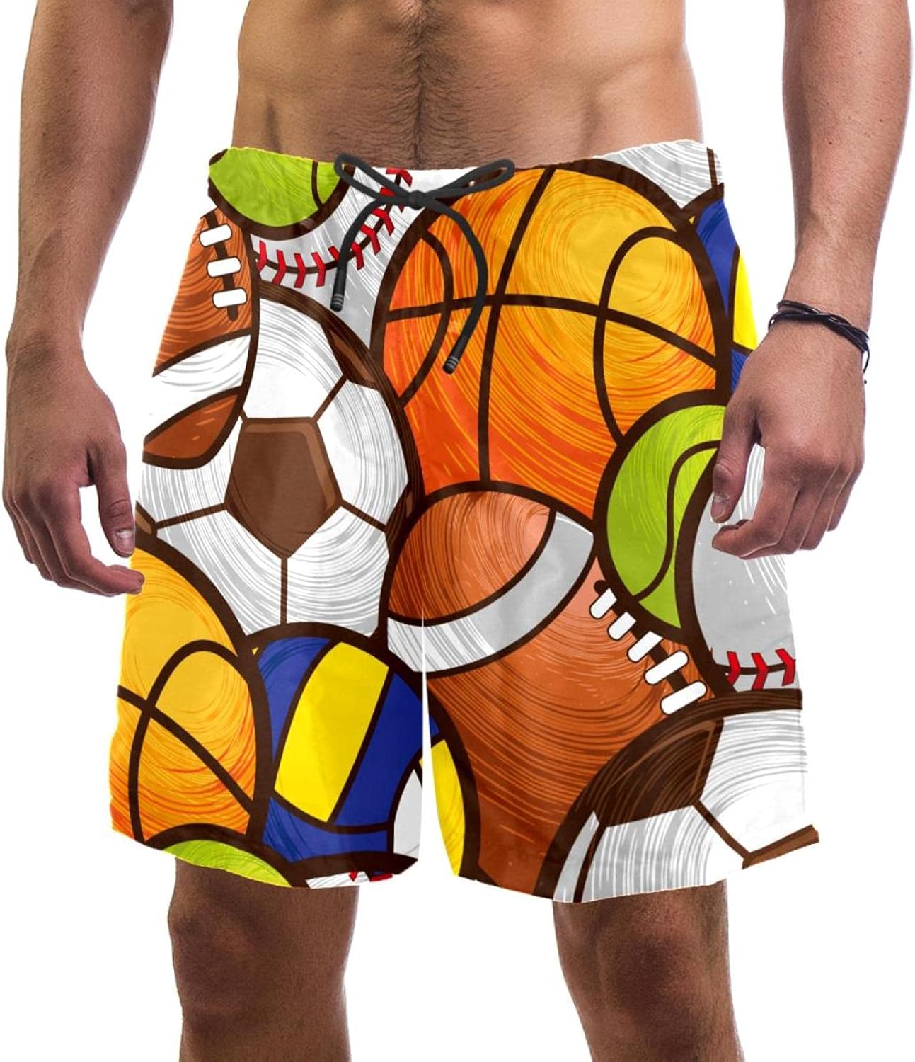 Idealiy Sport Football Baseball Basketball Swim Trunks Elastic Swimsuit