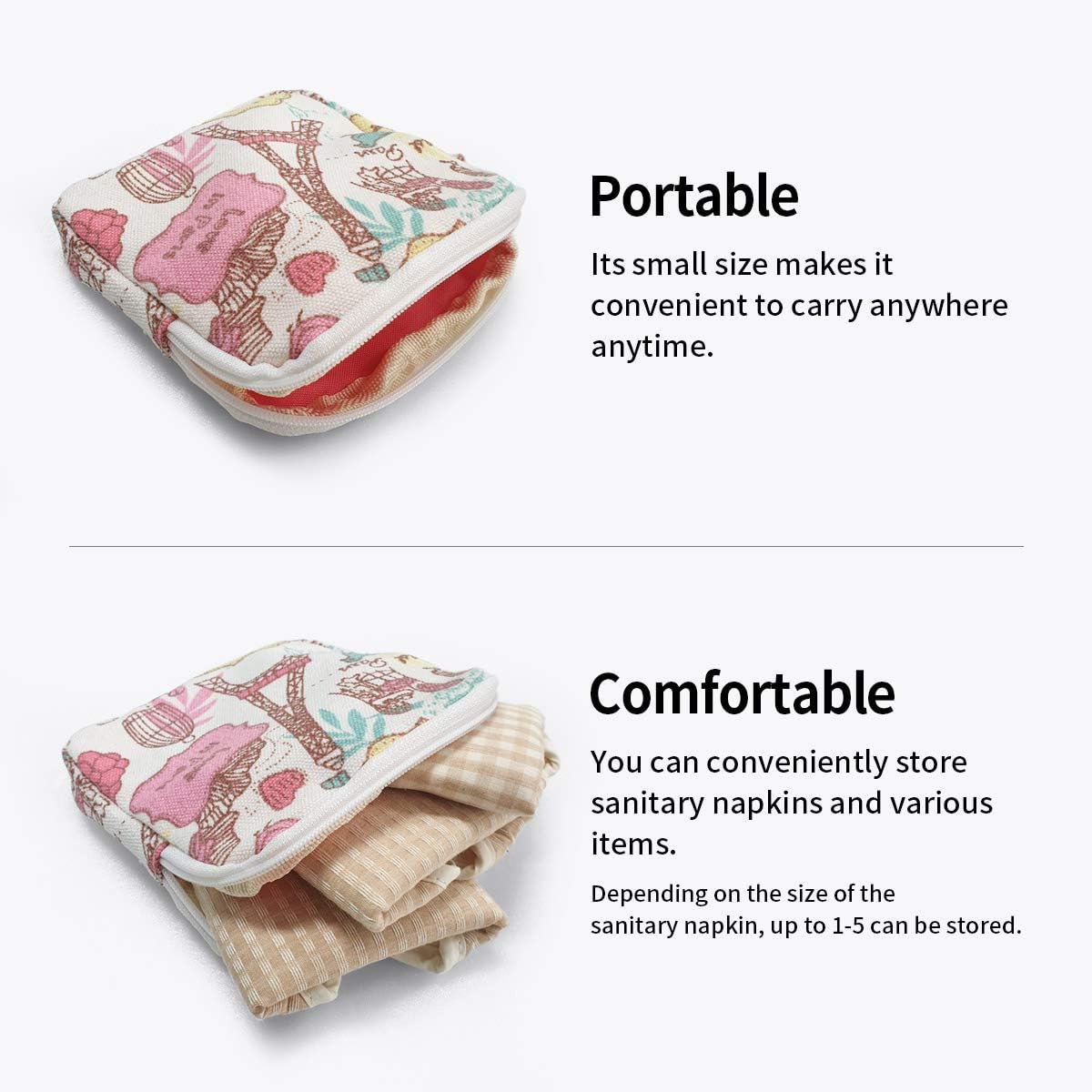 think ECO Menstrual Liner Pads Pouch, Sanitary Napkins Bag, Secret & Cuty (Pouch_Paris): Health & Personal Care
