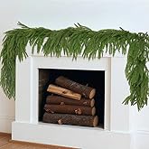 2 Pcs 9FT Christmas Garland, Christmas Decorations, Artificial Norfolk Pine Garland, Faux Greenery Garland for Mantle Fireplace Table Door Wall Upstairs Indoor Outdoor Holiday Xmas Decor