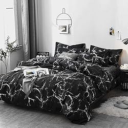 Houseri Black Marble Comforter Set Queen Size, All