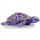 SEVENBEES Purple Sea Turtle Figurine Decorative Jewelry Boxes Hinged Trinket Box Sea Turtle