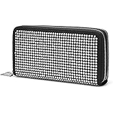 Hearty Trendy Rhinestone Zip Around Double Zippers Wallet with Multiple Card Slots and Coin Pouch