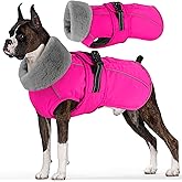 Dogcheer Dog Coat with Pocket, Waterproof Dog Jacket with Adjustable Buckle, Reflective Puppy Winter Coat Warm Turtleneck Fleece SnowJacket for Small Medium Large Dogs - Pink S