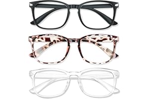 WINTOO Blue Light Glasses for Woman Men | 99% Blue Light Blocking Glasses for Computer Gaming TV Phone Screen Square Frame | Anti Eyestrain & UV Glare Protection - 3 Pair