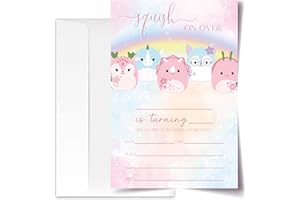 ANYEMW Squish Birthday Invitation Cards with Envelopes Pack of 20 (4"x6"),Party Invitations for Boys, Girls, Kids, Teens, Squish Party Favors Decor and Supplies, Cute Squish Animal Toys Design.(19)
