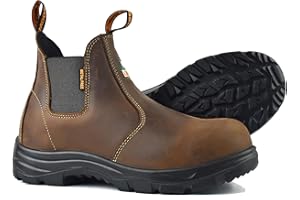 MooseLog Men's CSA Approved Safety Work Boots, Composite Toe, Slip-On Chelsea, Puncture Resistant, Electric Shock Resistant -