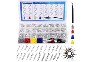 dakewang 899Pcs 24types Automotive Pin Connectors Kit, 1/1.5/1.8/2.2/2.3/2.8/3.5mm Male&Female Wire Pins, Non Insulated Wire Terminal Pin Kit.