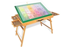 ALL4JIG Jigsaw Puzzle Table with Legs for 1500 Pieces, Firmer Adjustable Jigsaw Puzzle Board with 4 Drawers & Cover Birthday Gift for mom,25"x34"Portable Wooden Puzzle Table with Tilting for Adult
