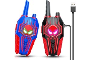 WEBSPIDEE Rechargeable Walkie Talkies for Kids: Christmas Toys Gifts for Boys Ages 3 4 5 6 7 8 9 Kids Walkie Talkies 2 Pack Outdoor 2 Way Radio Hiking Toy for 3-6 Year Old Boy Birthday Gift Stocking fillers