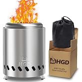 HGD Tabletop Fire Pit, Smokeless Firepit Outdoor, Mini Fire Pit for with Carry Bag for Camping Backyard Patio Garden Picnic, Silver
