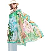 DANA XU Women's 100% Mulberry Silk Pashmina Shawl and Wraps Extra Large Floral Scarf for Evening Dresses, Soft Oversized