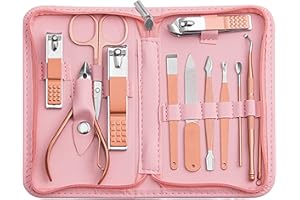 Tumkun Manicure Pedicure Set - Nail Clippers Toenail Clippers Kit,manicure kit for women professional, Nail Care Kit with,Pink Travel Case, Set of 12
