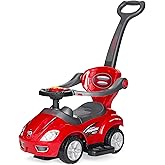 Best Choice Products Kids 3-in-1 Push and Pedal Car Toddler Ride On w/Handle, Horn, Music - Red
