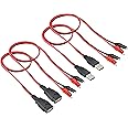 HCFeng USB to Alligator Clip Adapter Cable Alligator Clip Jumper Probe to USB Male and Female Test Wre 24AWG Adapter Red and Black Wire Alligator Clip Cable for Testing The Circuit [4pack /50cm]