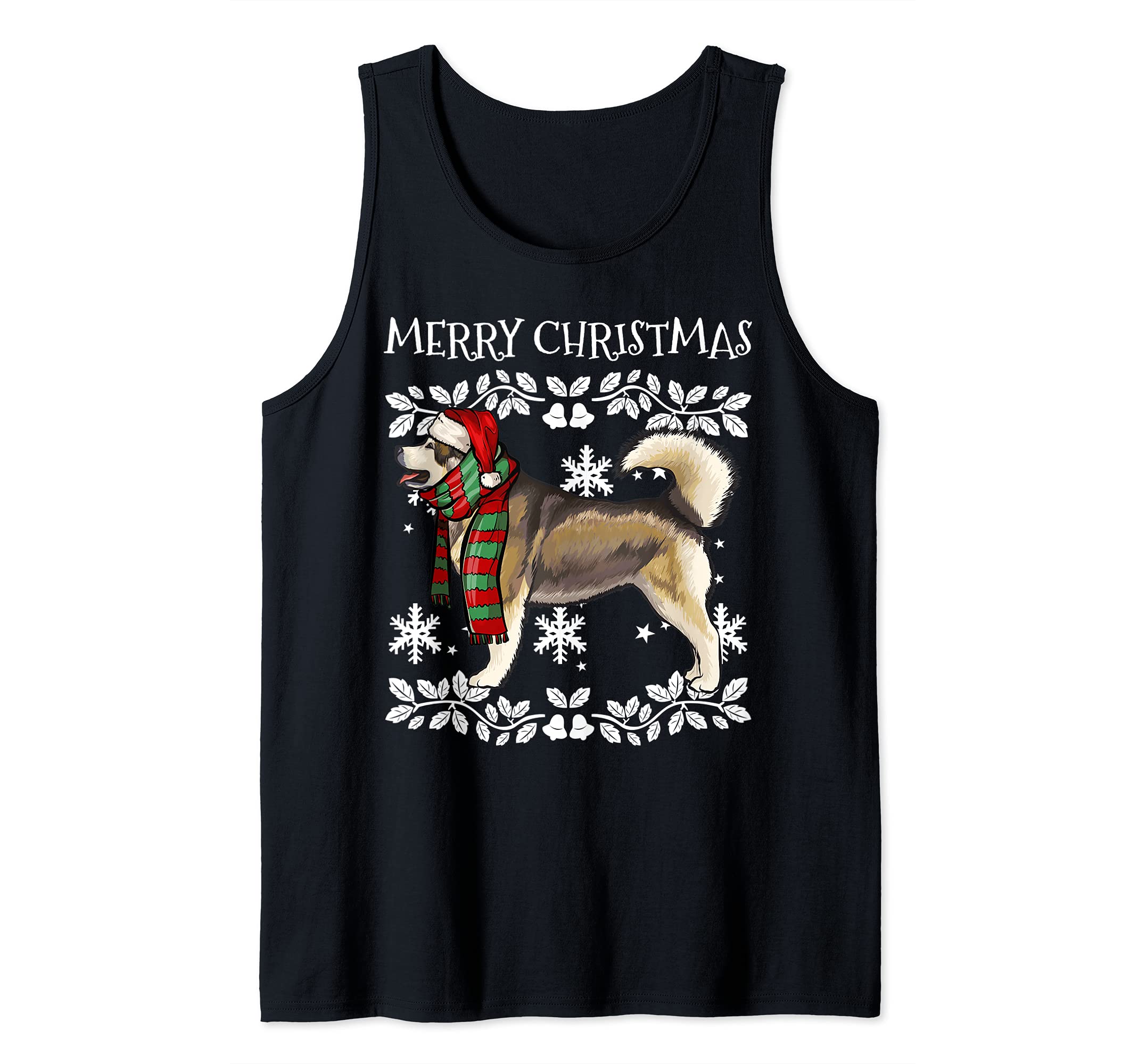 Merry Christmas Ornament Alaskan Malamute Xmas Santa Tank Top