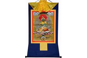 Gandhanra Tantric Tibetan Buddhist Thangka Wall Hanging,Shyama Tara,Green Tara Thangka,Hot Stamping Brocade Buddhist Tapestry