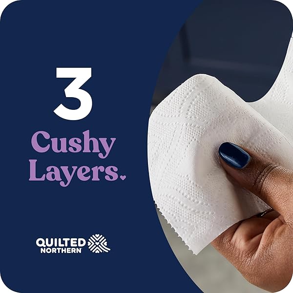 QUILTED NORTHERN ULTRA PLUSH TOILET PAPER, 6 MEGA ROLLS = 24 REGULAR ROLLS, 3X THICKER*, 3 PLY SOFT TOILET TISSUE