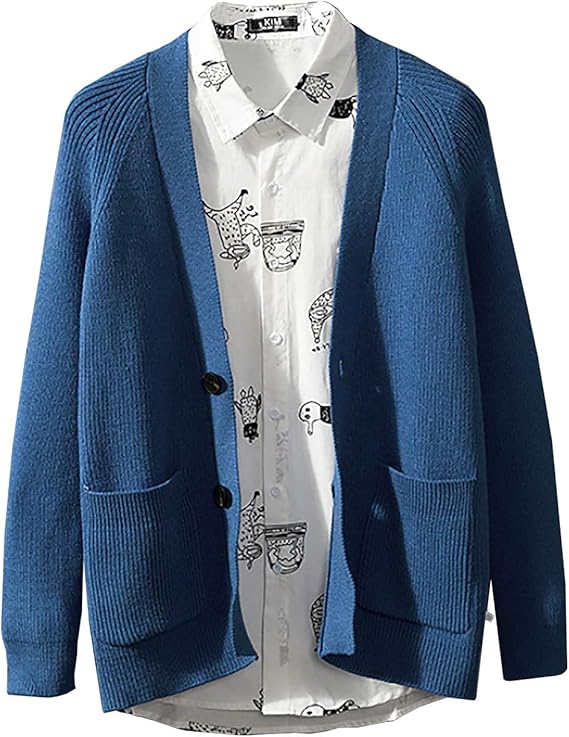 Amazon Co Jp Sposee カーディガン ニット 春 夏 シンプル アウター 制服 トップス カジュアル 長袖 無地 ベーシック ポケット付き L 2xl メンズ 服 ファッション小物