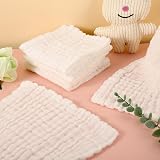 Lanjue 8 Pcs Muslin Cloths 12x12 Inch 6-Layer Baby Burp Cloths White view 3