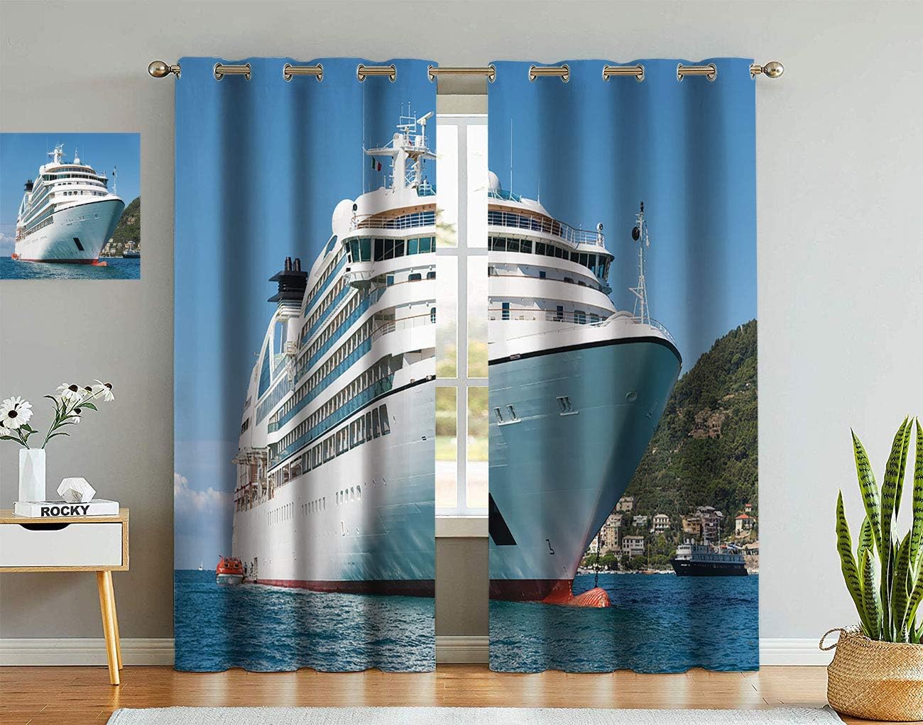 Bojoodecor Nautical Room Darkening Window Curtain, White