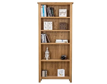 Nebraska Oak Large Tall Bookcase 5 Shelves Storage Cabinet