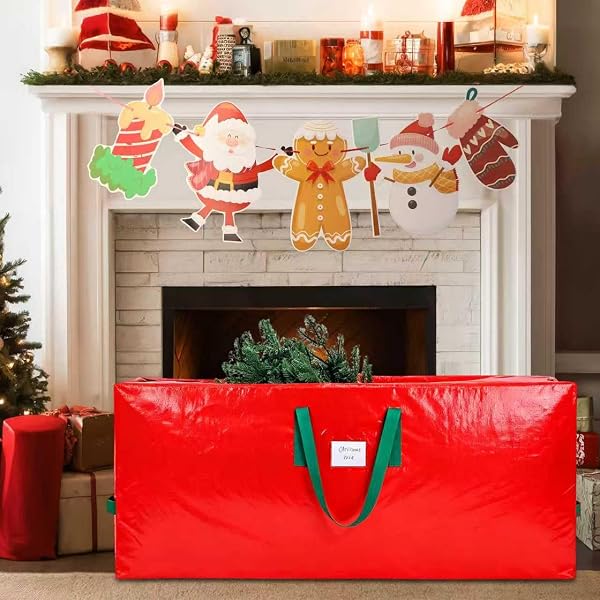 KRYSTY DURABLE LARGE CHRISTMAS TREE STORAGE BAG,FITS UP TO 9 FT ARTIFICIAL TREES,HEAVY DUTY ZIPPER&REINFORCED HANDLES FOR CHRISTMAS TREE BAG,PROTECTS AGAINST DUST,MOISTURE & DAMAGE,RED