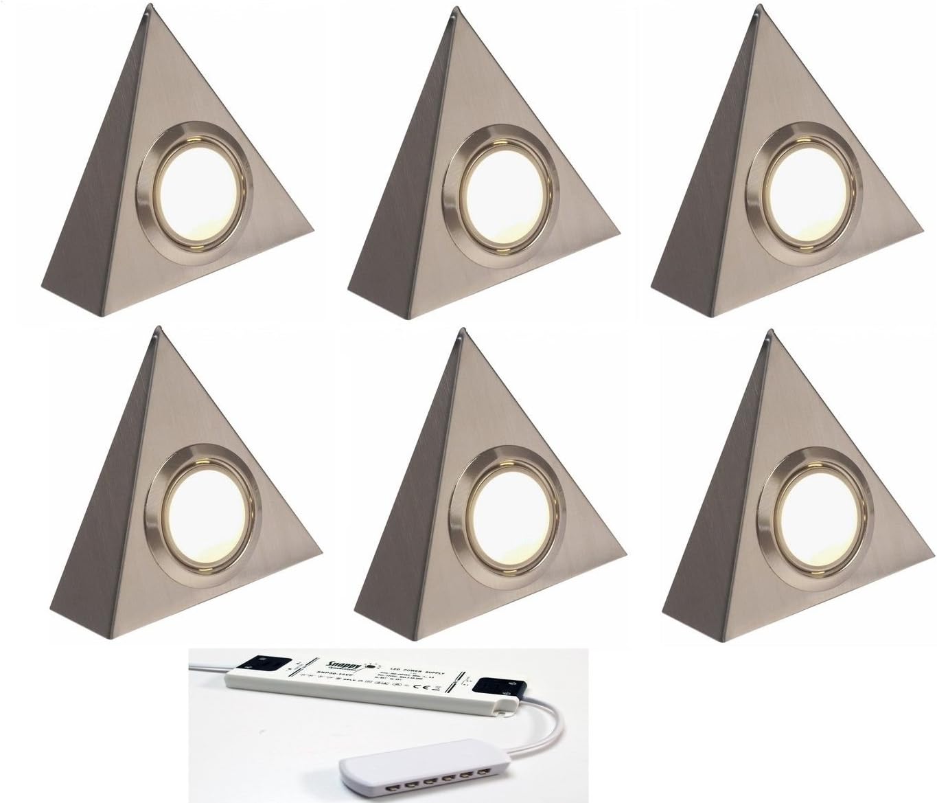 6 X LED Triangle Kitchen Under Cupboard Light Warm White