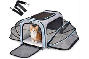 JUNAI Expandable Pet Carrier for Cats and Small Dogs, Airline Approved Soft-Sided Travel Carrier with Expandable Sides, Remov