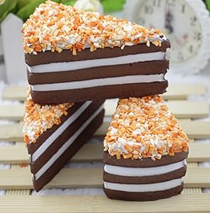 Skyseen 3PCS Fake Cake Artificial Chocolate Mousse Cake in Triangle Shape Model Decoration Kitchen Toys Prop