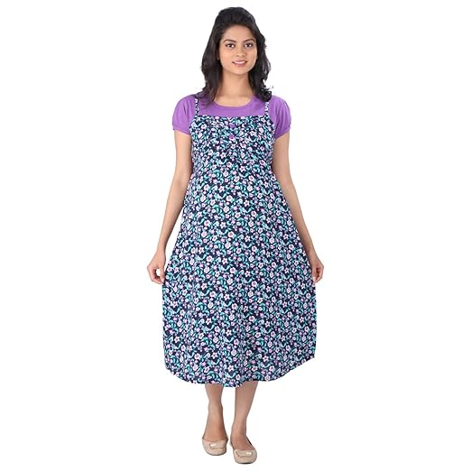 Buy MomToBe Purple & Blue Flower Print Maternity Dress (Size XLarge) at Amazon.in
