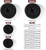 MORGLES Hair Donuts for Buns 4pcs Bun Makers with 10 Bobby Pins Black view 3
